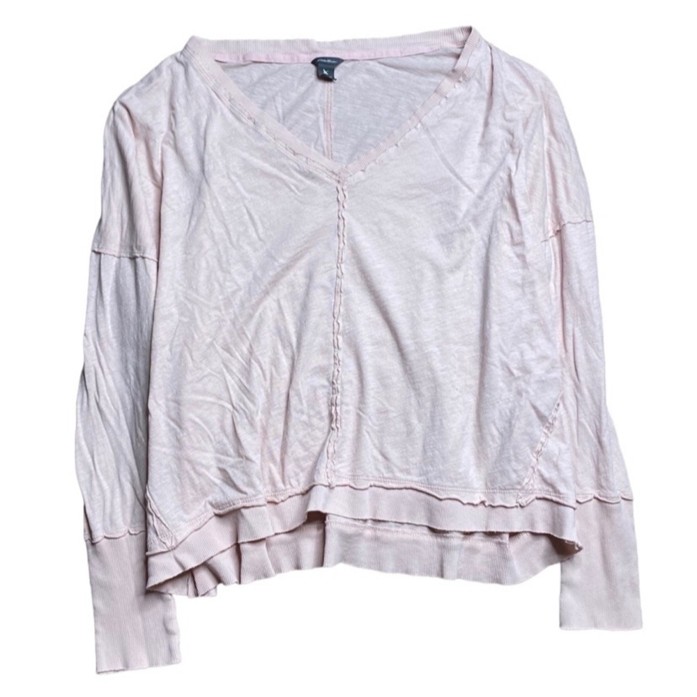 Eddie Bauer Light Pink V-Neck Long Sleeve Top Plus Size 2X